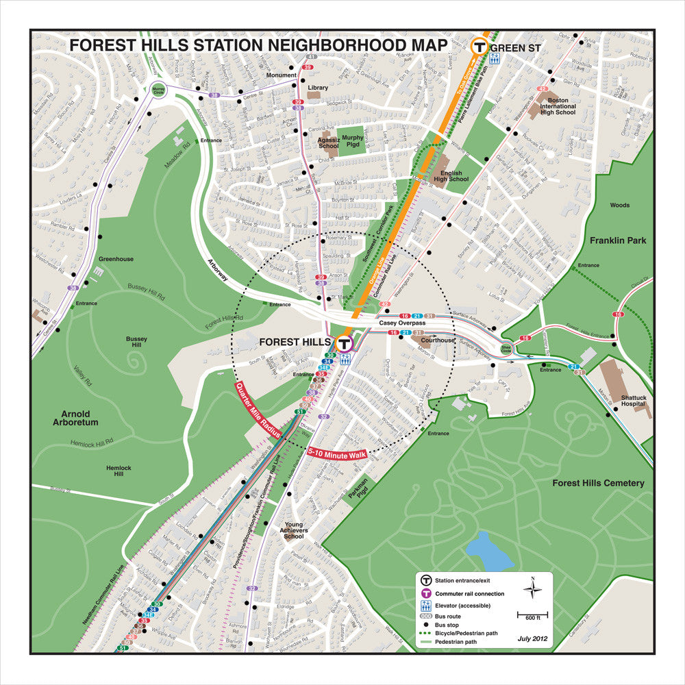 Orange Line Station Neighborhood Map: Forest Hills (Jul. 2012)
