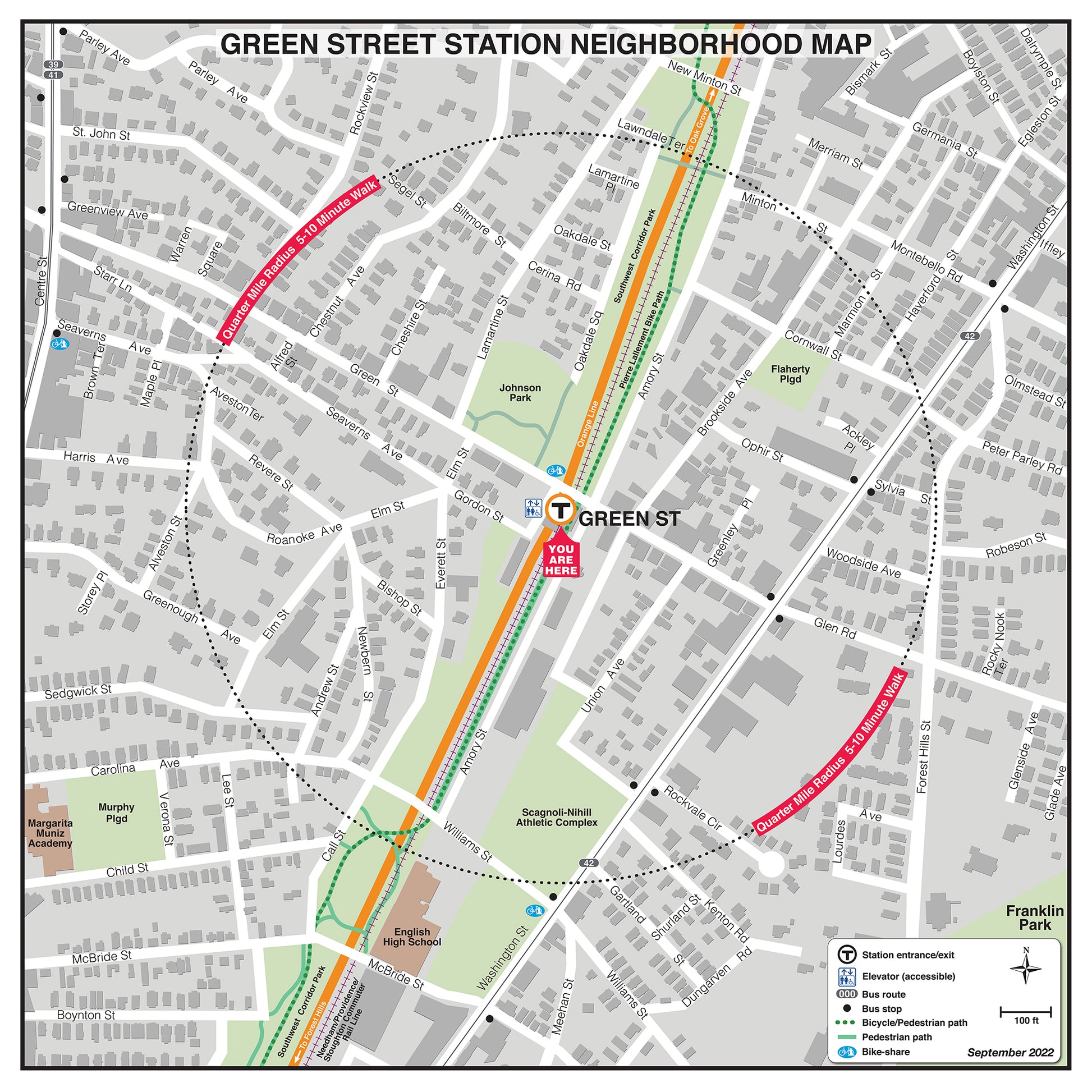 Orange Line Station Neighborhood Map: Green Street (Sept. 2022)