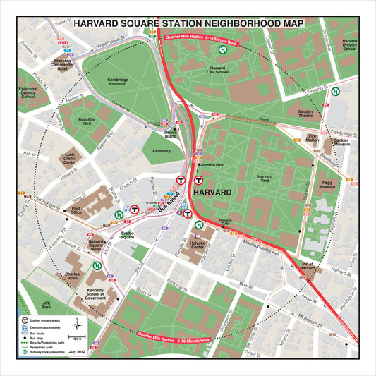 Red Line Station Neighborhood Map: Harvard (Jul. 2012)