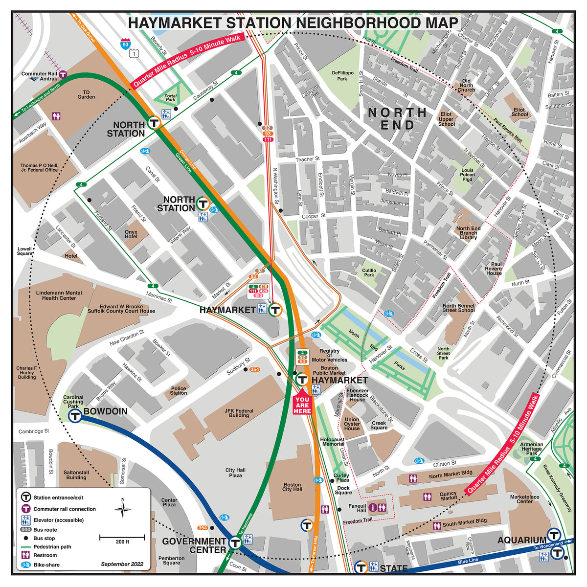 MBTA Haymarket Station Neighborhood Map (Sept. 2022) – MBTAgifts