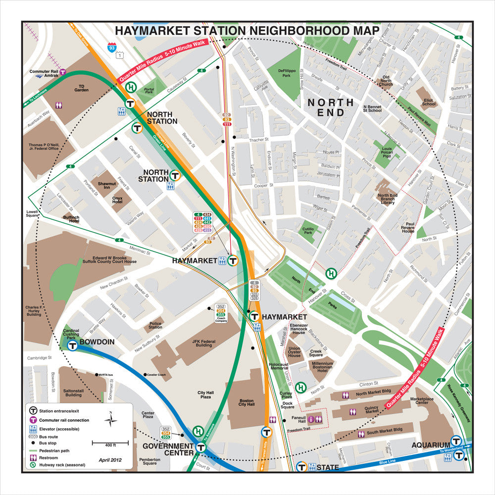 Green Line and Orange Line Station Neighborhood Map: Haymarket (Apr. 2012)