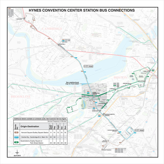 MBTA Hynes Convention Center Station Bus Connections Map (Apr. 2012)