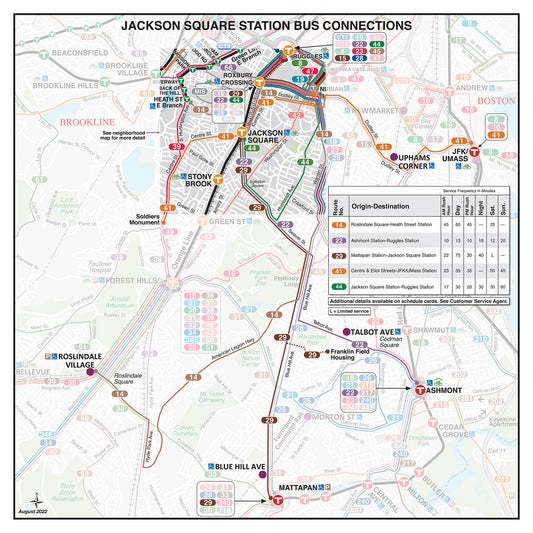 MBTA Jackson Square Station Bus Connections Map (Sept. 2022)