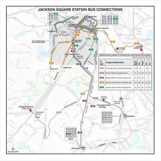 MBTA Jackson Square Station Bus Connections Map (Dec. 2012)