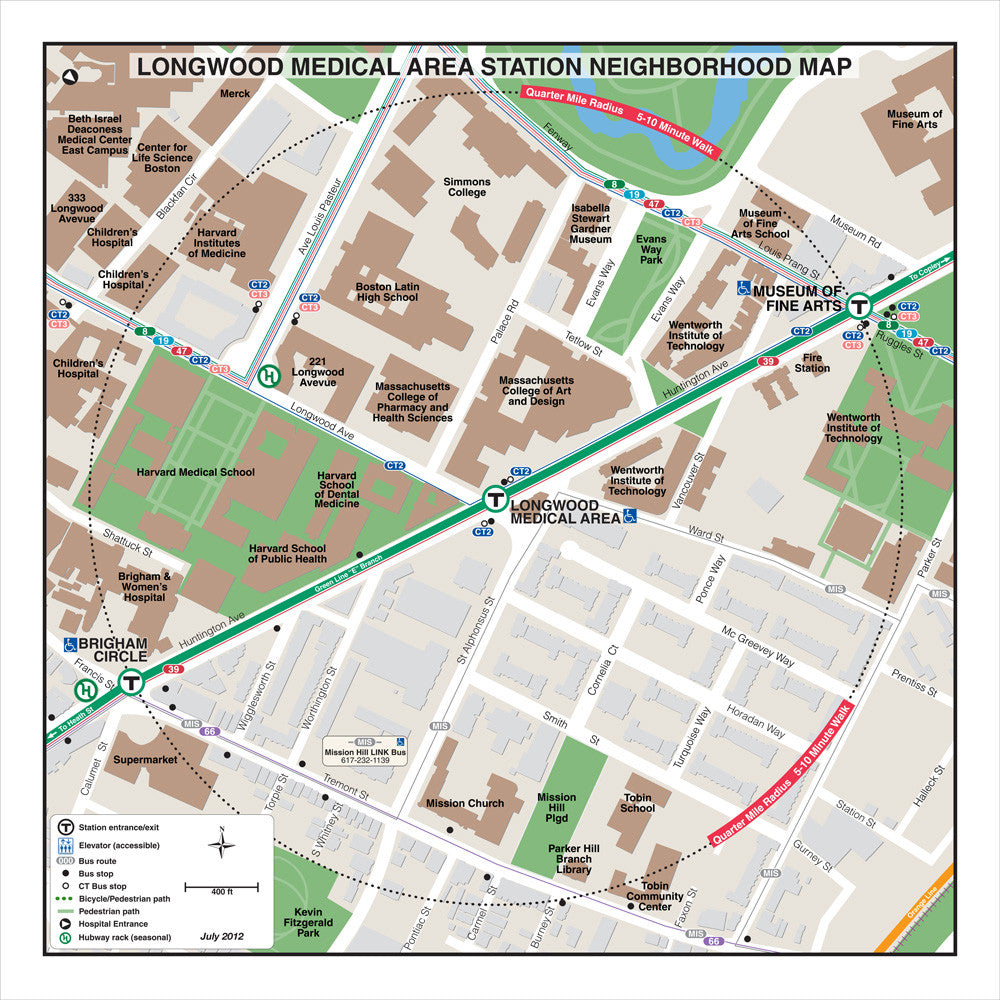 Green Line Station Neighborhood Map: Longwood Medical Area (Jul. 2012)