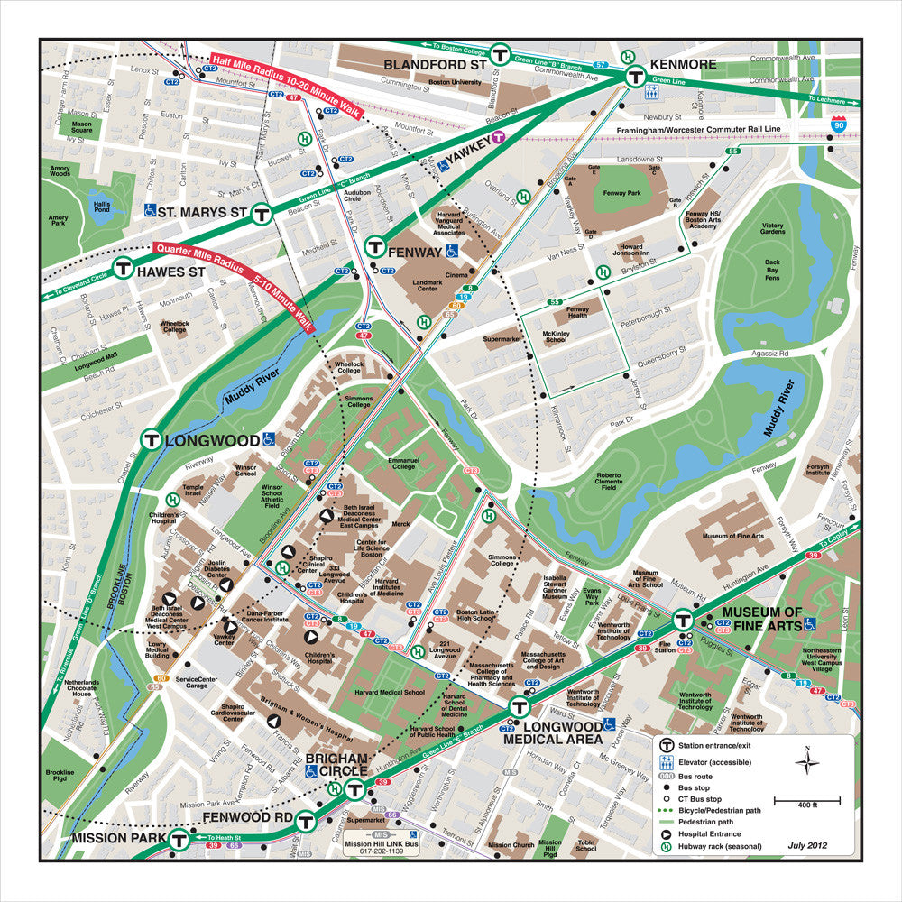 Green Line Station Neighborhood Map: Longwood (Jul. 2012)
