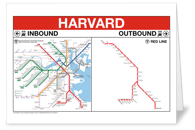 Red Line Station Greeting Card: Harvard