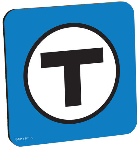 White T Logo on Blue Background