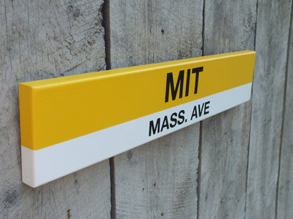 MBTA MIT Mass. Ave Bus Stop Replica Wood Sign (22")