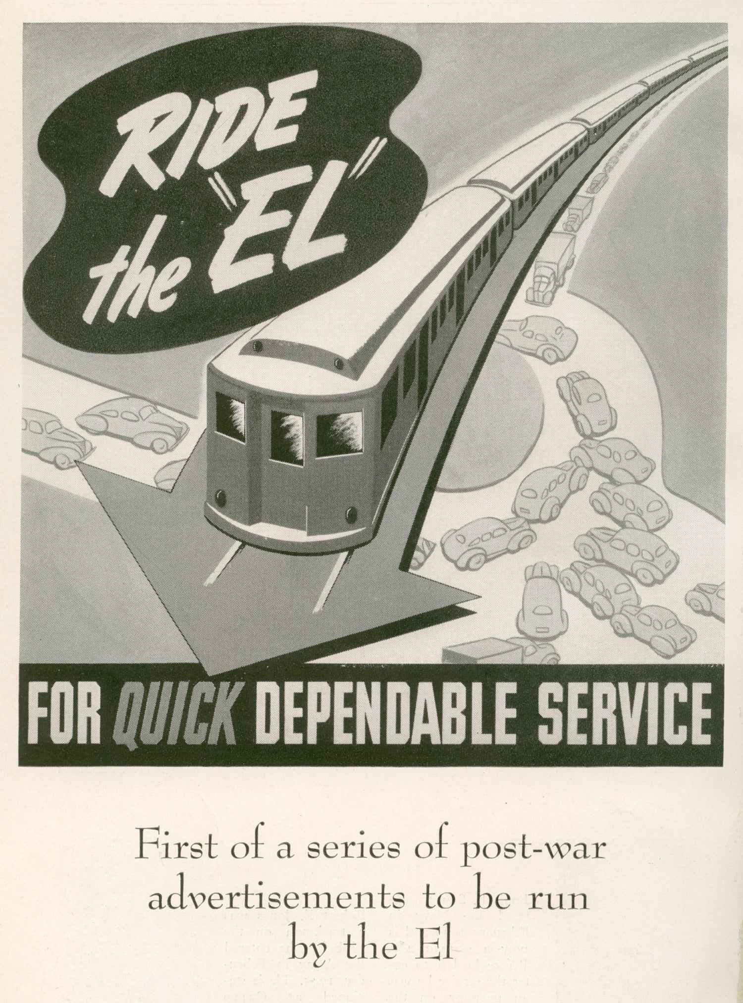 Vintage Boston Transit Advertisement: Ride the "EL" for Quick Dependable Service 1946