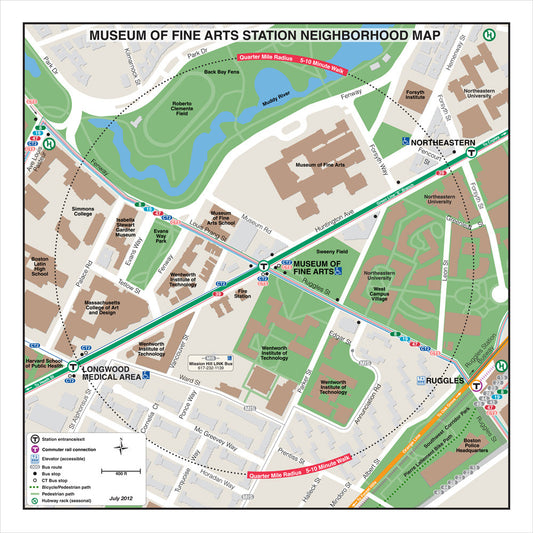 Green Line Station Neighborhood Map: Museum of Fine Arts (Jul. 2012)