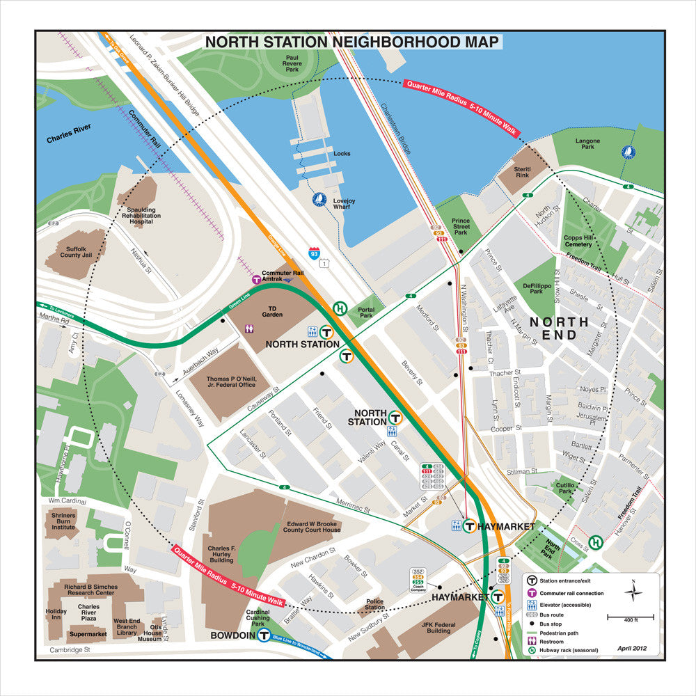 Green Line and Orange Line Station Neighborhood Map: North Station (Apr. 2012)