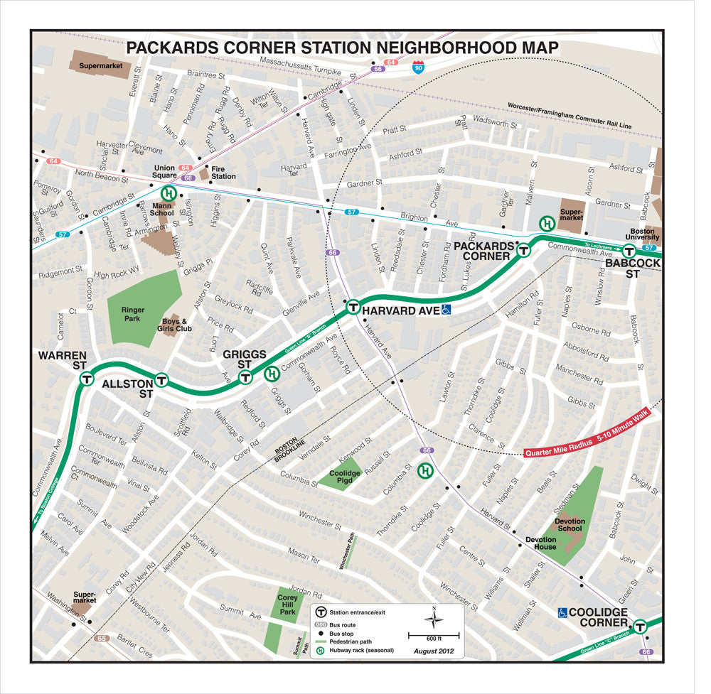 Green Line Station Neighborhood Map: Packards Corner (Aug. 2012)