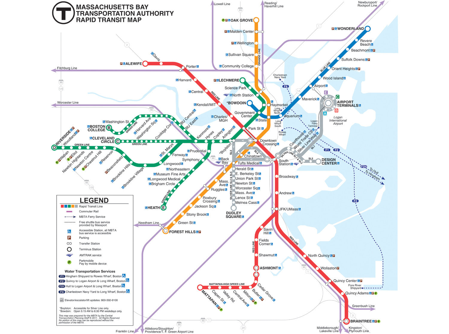 Mbta Map.pdf 2011 MBTA Rapid Transit Map w/Commuter Rail – MBTAgifts
