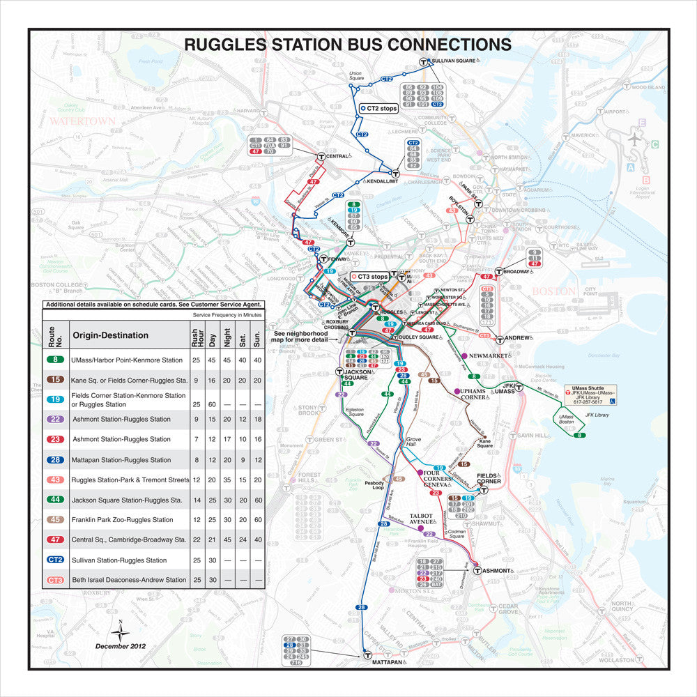 MBTA Ruggles Station Bus Connections Map (Dec. 2012) – MBTAgifts