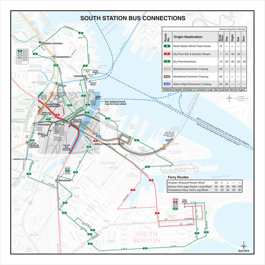 MBTA South Station Bus Connections Map (Apr. 2012)