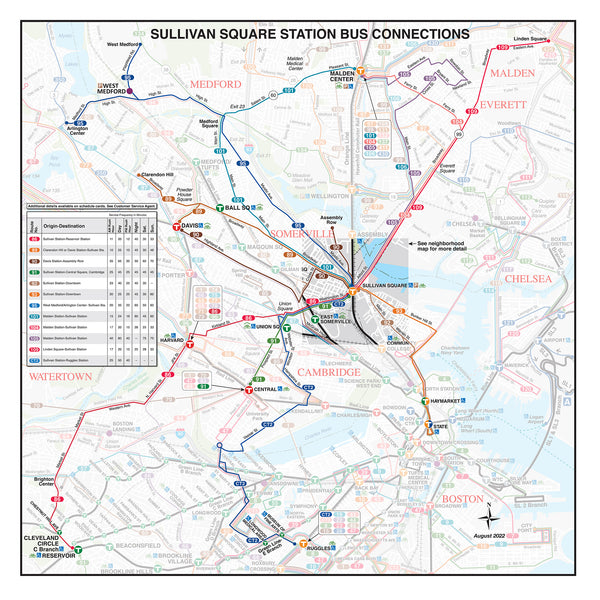 Square Bus MBTA Sullivan Square Station Bus Connections Map (Sept. 2022) – MBTAgifts