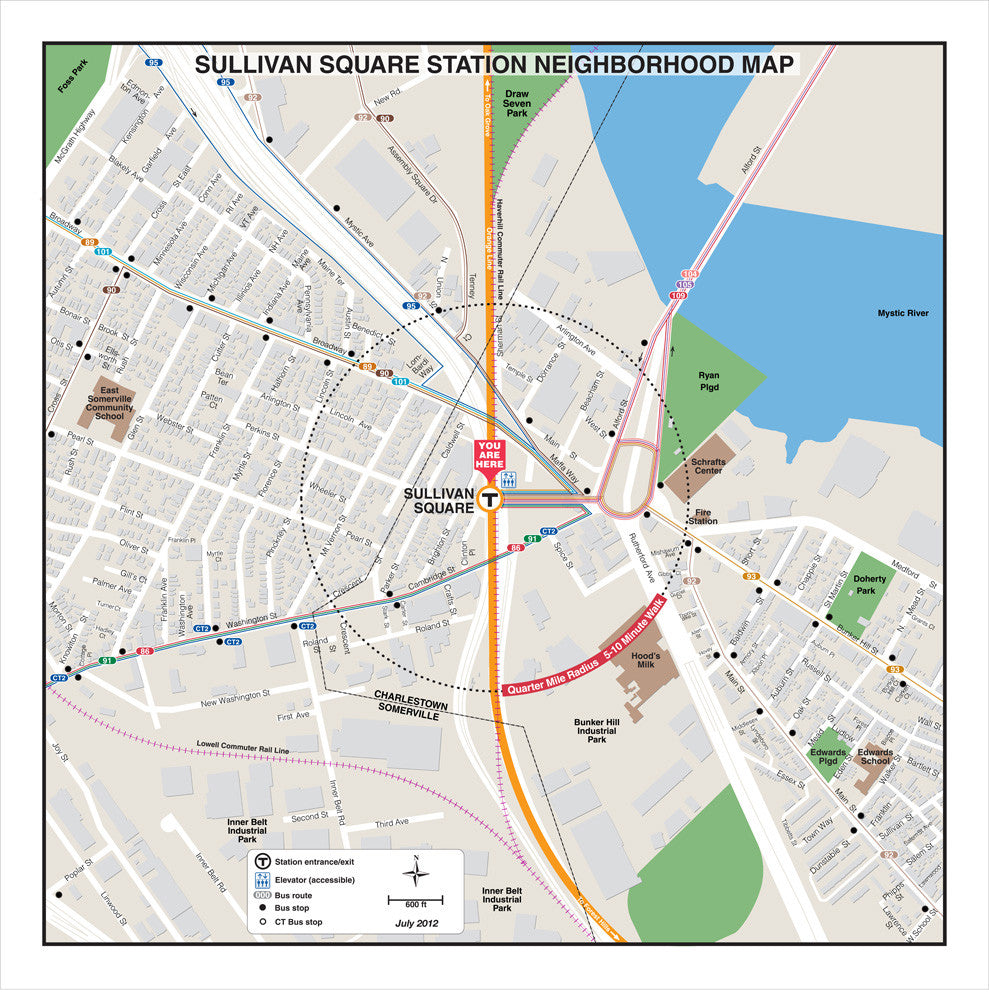 Orange Line Station Neighborhood Map: Sullivan Square (Jul. 2012)