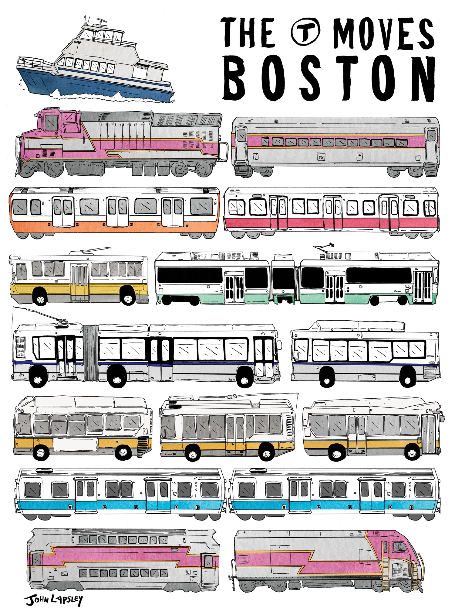 Boston MBTA Trains and Trolley T-Shirt (Toddler/Youth) – MBTAgifts