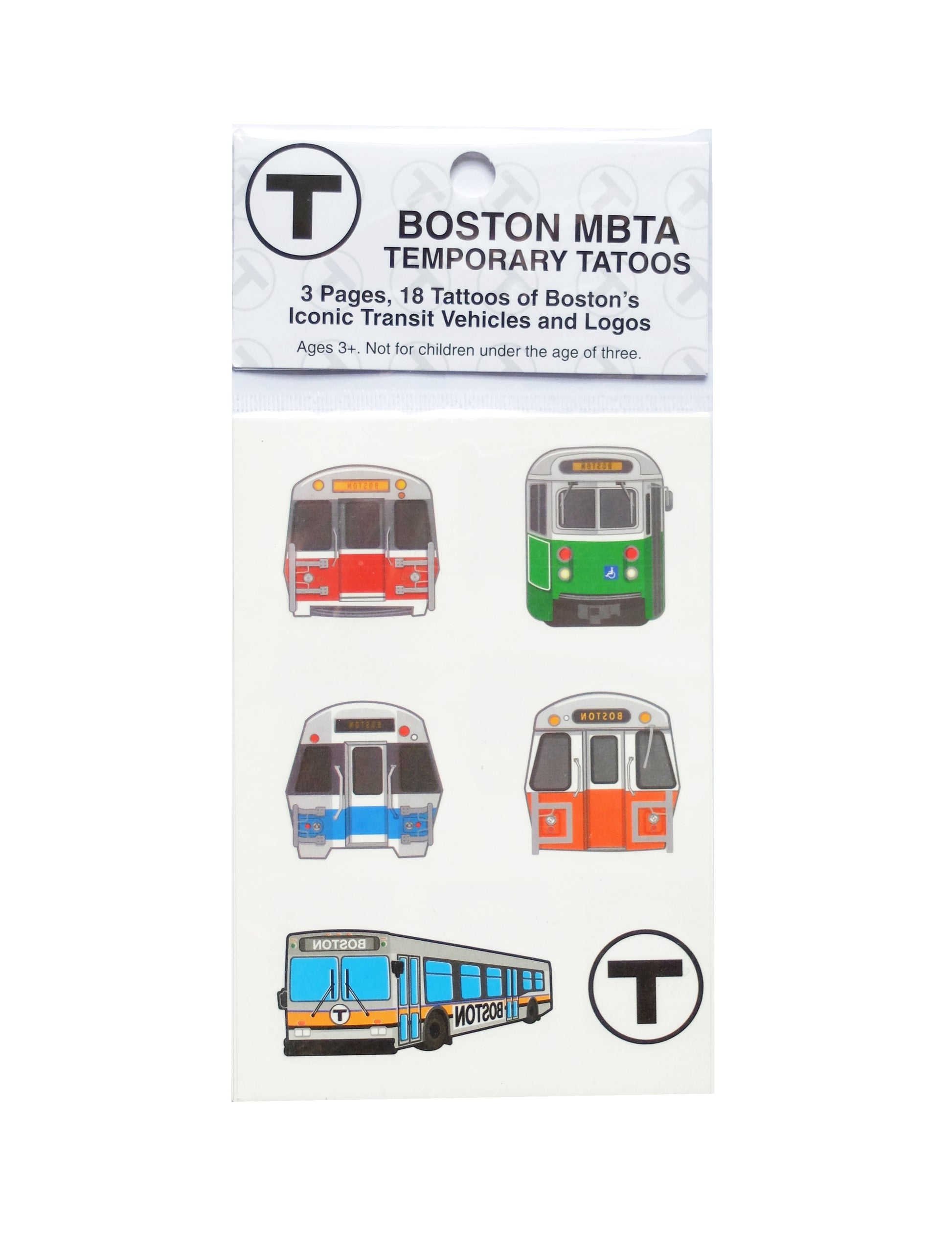Boston MBTA Temporary Tattoos; Transit Vehicles and Logos