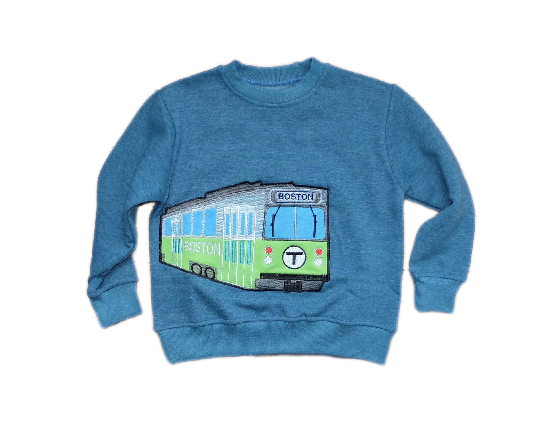 Blue Sweatshirt with MBTA Green Line Trolley Applique
