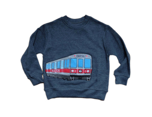 Charcoal Sweatshirt with MBTA Red Line Subway Car Applique