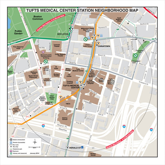 Orange Line Station Neighborhood Map: Tufts Medical Center (Jan. 2013)