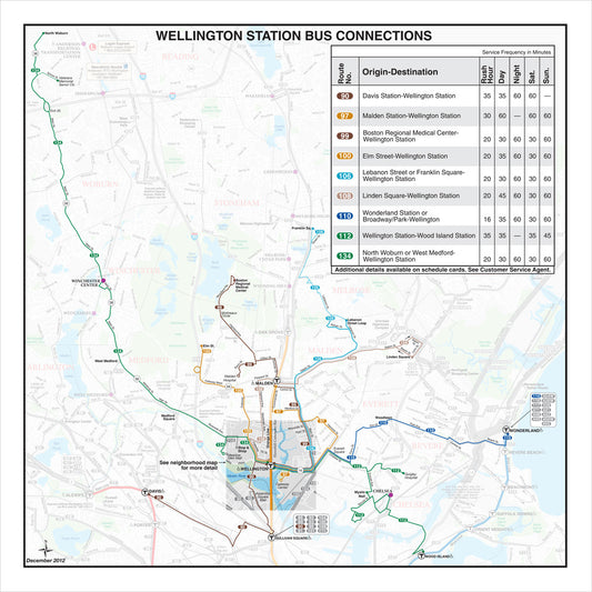 MBTA Wellington Station Bus Connections Map (Dec. 2012)