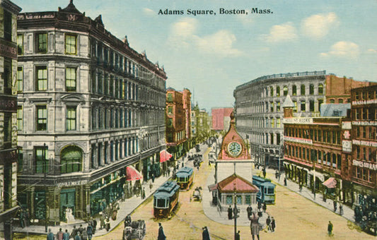 Vintage Postcard: Adams Square Station Head House; Bird's Eye View