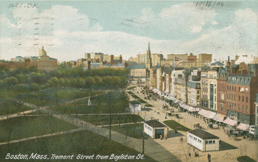Vintage Postcard: Boylston Station Head Houses and Boston Common