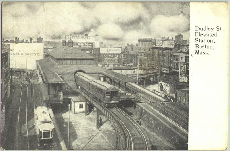 Vintage Postcard: Dudley Street Elevated Station