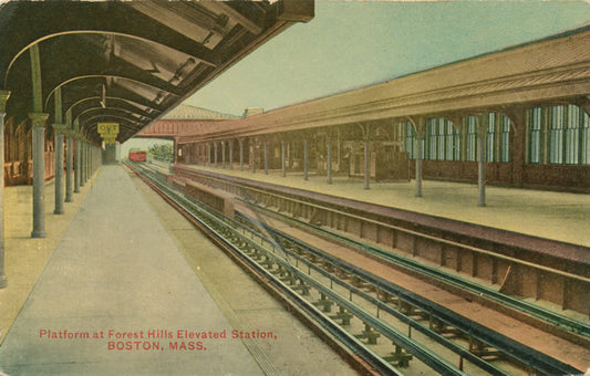 Vintage Postcard: Platform at Forest Hills Elevated Station