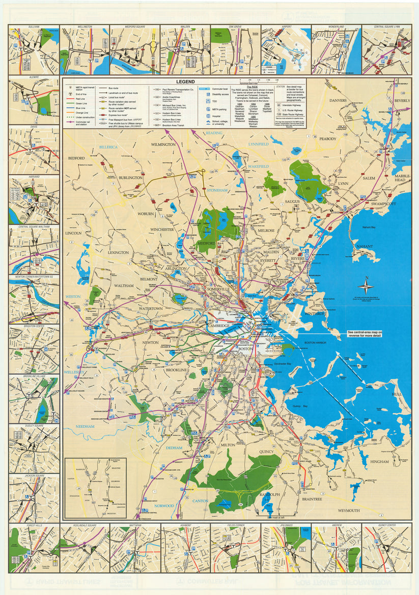 Mbta Vector Map 1992 MBTA System Map (Side A) – MBTAgifts