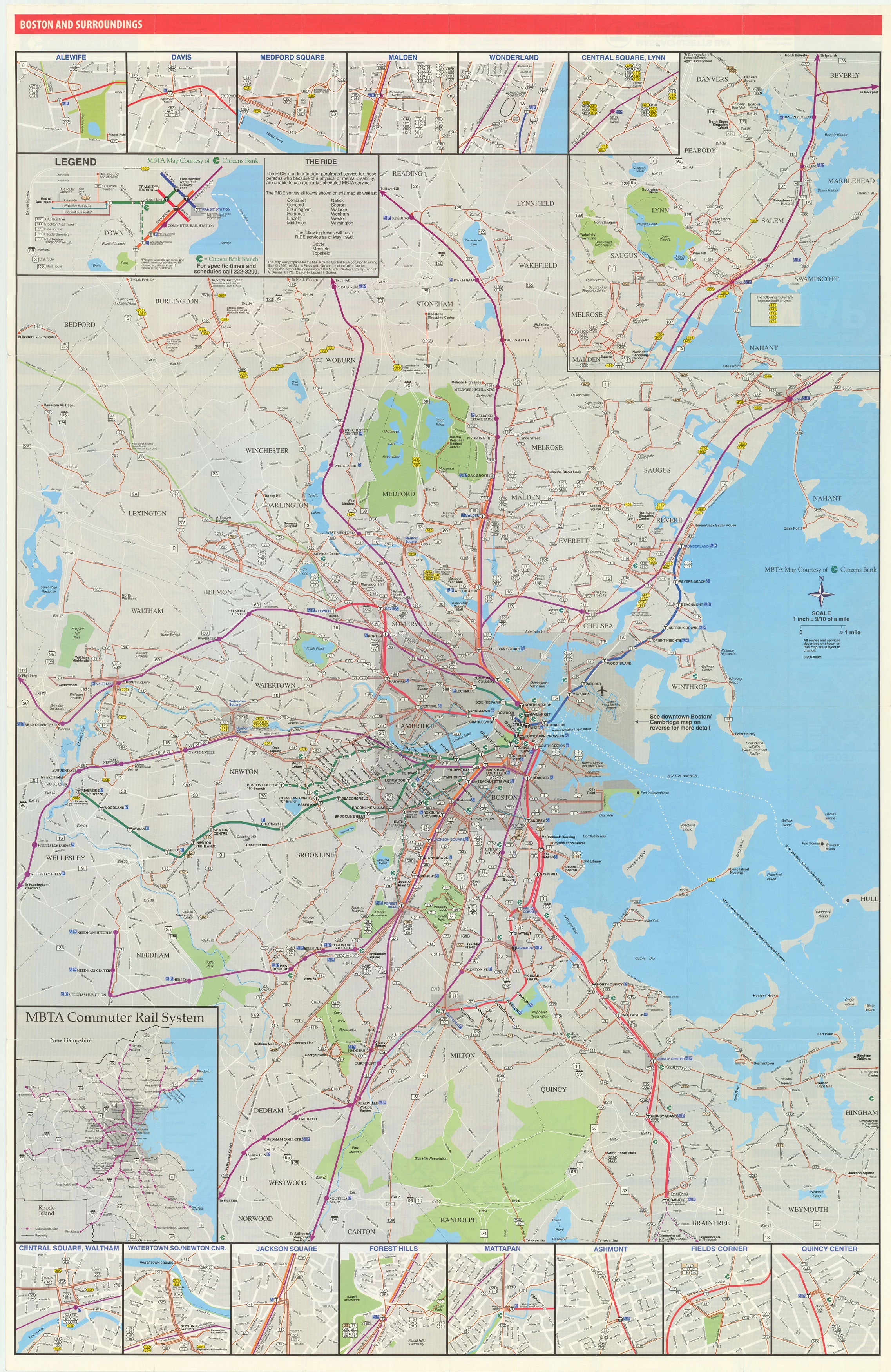 Mbta Vector Map 1996 MBTA System Map (Side A) – MBTAgifts