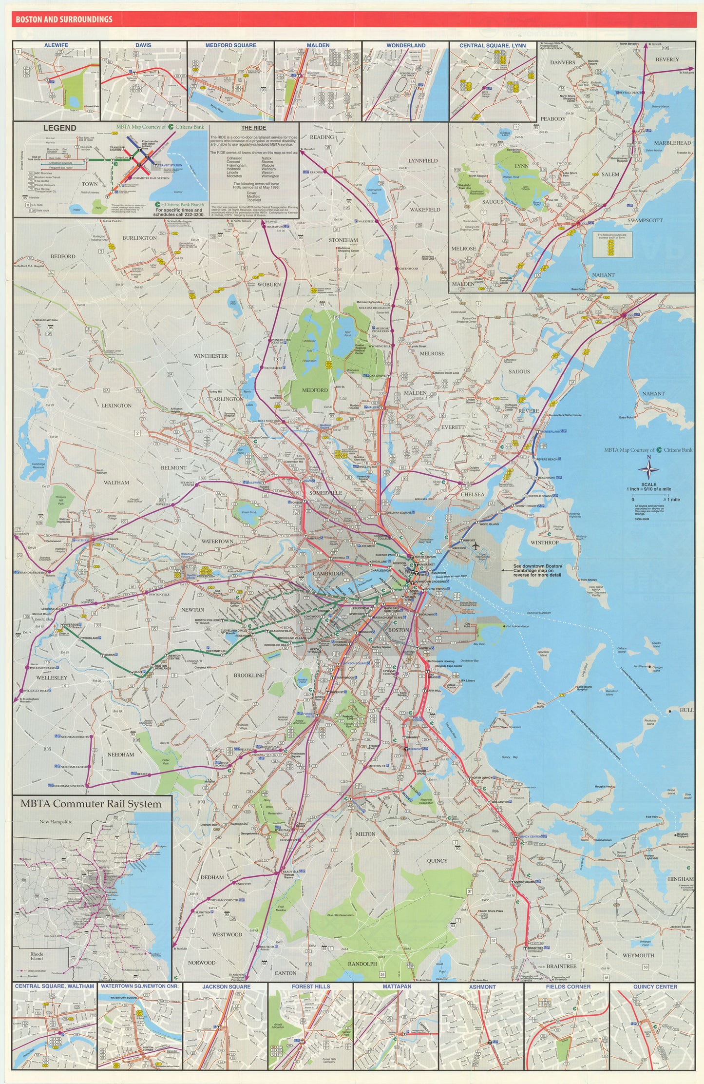 1996 MBTA System Map (Side A)