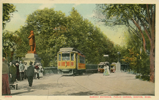 Vintage Postcard: Entrance to Subway in Boston Public Garden