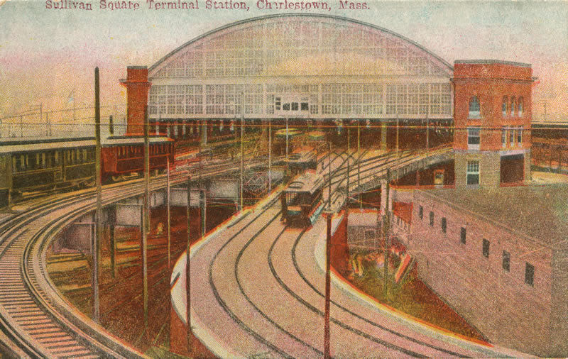 Vintage Postcard: Sullivan Square Terminal showing the Elevated Railways