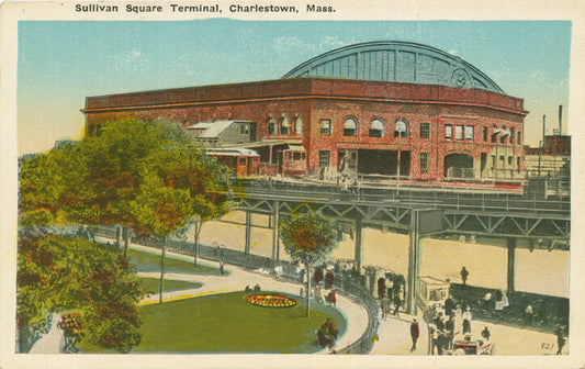 Vintage Postcard: Sullivan Square Terminal showing the Elevated Railways