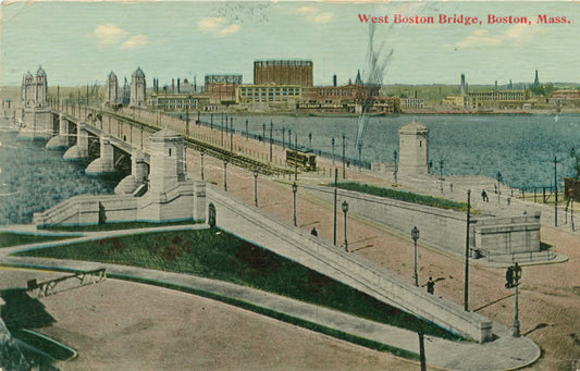 Vintage Postcard: West Boston Bridge over the Charles River Basin