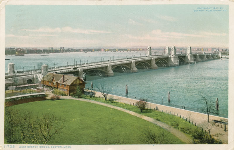 Vintage Postcard: West Boston Bridge over the Charles River